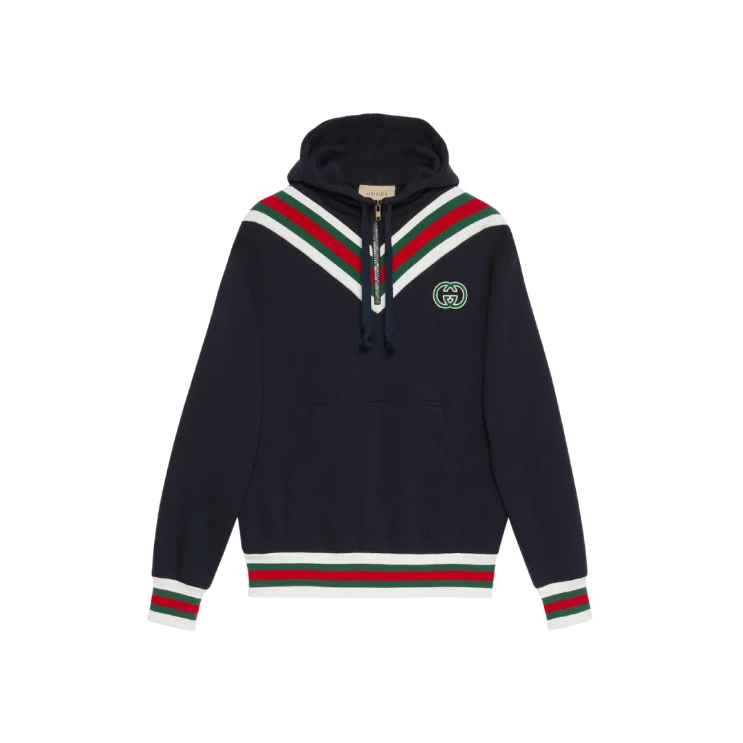 Gucci (W) Gucci Cotton Jersey Hooded Sweatshirt Dark Blue
