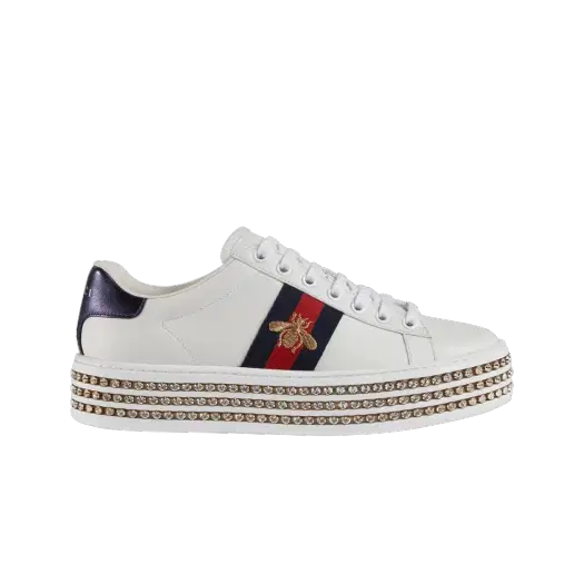 Gucci (W) Gucci Rhyton Glitter Sneakers Ivory