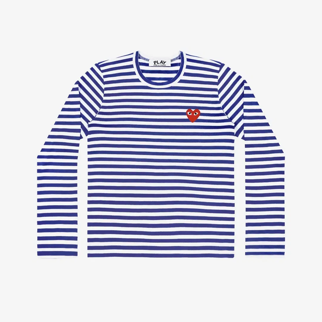 Comme des Garcons (W) Play Comme des Garcons Striped LS T-Shirt Blue White