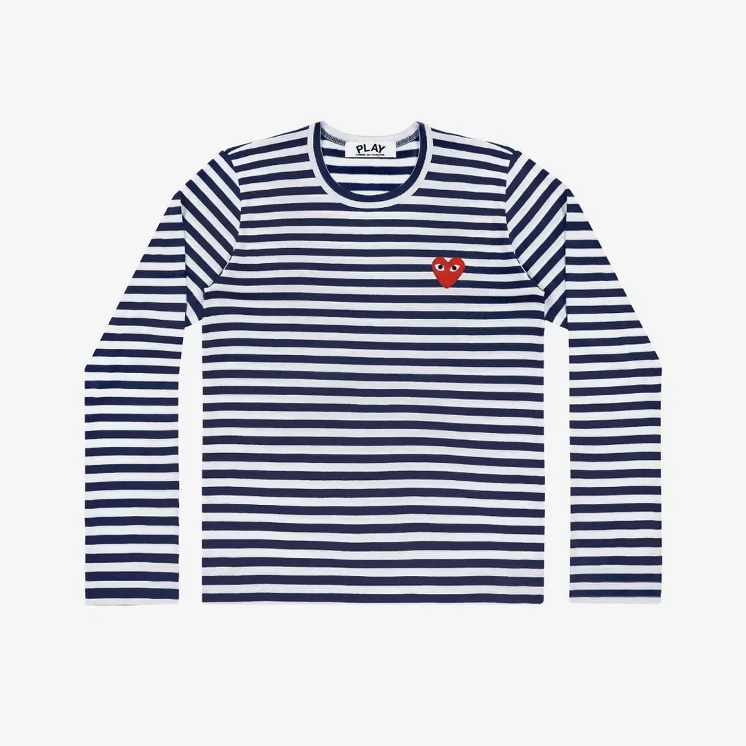 Comme des Garcons (W) Play Comme des Garcons Striped LS T-Shirt Navy White