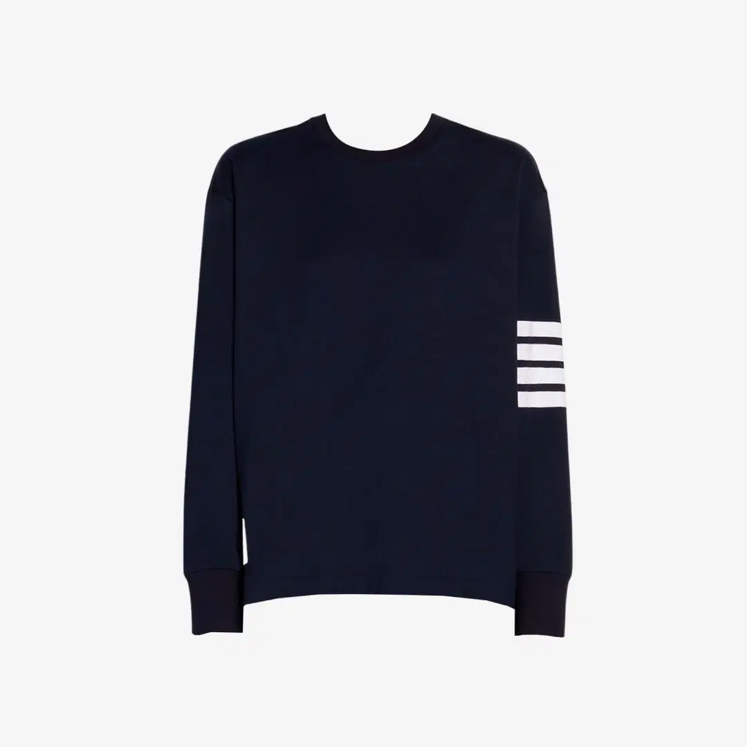 Thom Browne (W) Thom Browne Medium Weight Jersey Engineered 4-Bar Oversized Long Sleeve T-Shirt Navy