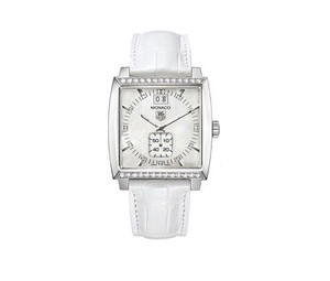 Buy Tag Heuer Monaco Quartz Big Date Stainless Steel / Diamond / MOP / Alligator at Sasom – Authentic and Ready to Ship