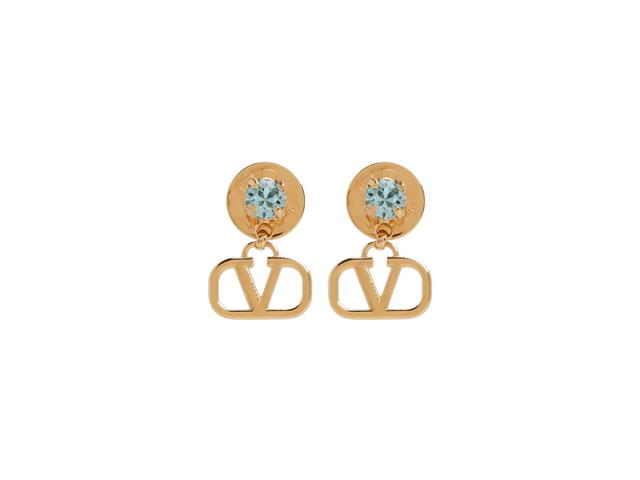 Valentino Valentino VLogo Signature Strass Earrings Gold Blue - view 1