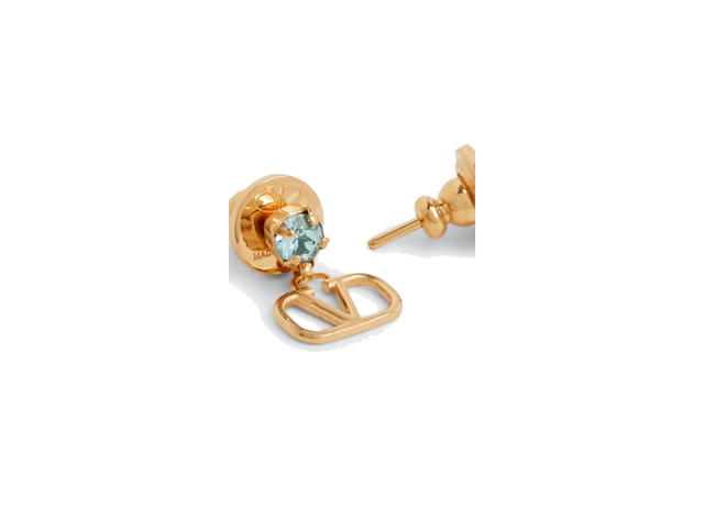 Valentino Valentino VLogo Signature Strass Earrings Gold Blue - view 2