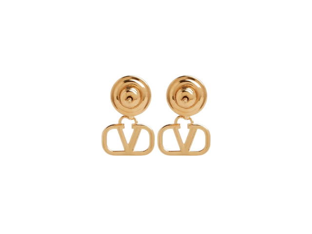 Valentino Valentino VLogo Signature Strass Earrings Gold Blue - view 3