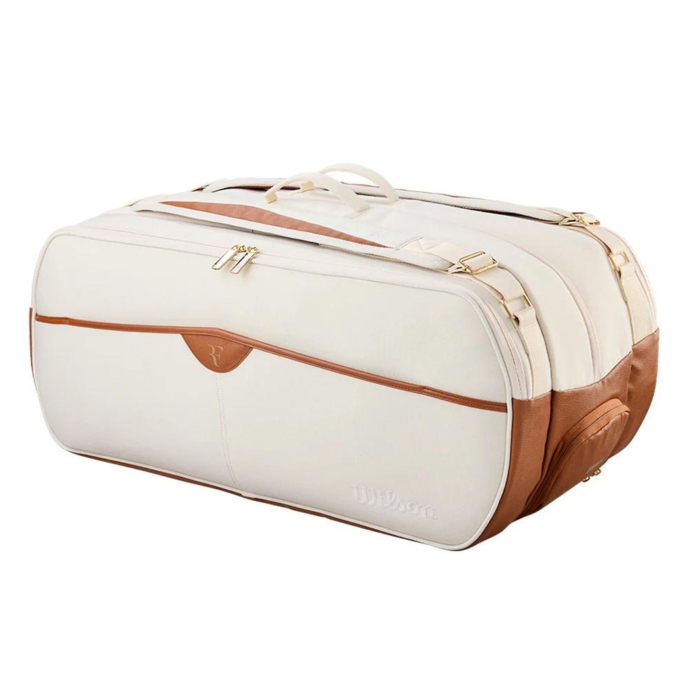 Wilson Wilson RF Lawn Collection Tournament 15 Pack Tennis Bag Cream Brown