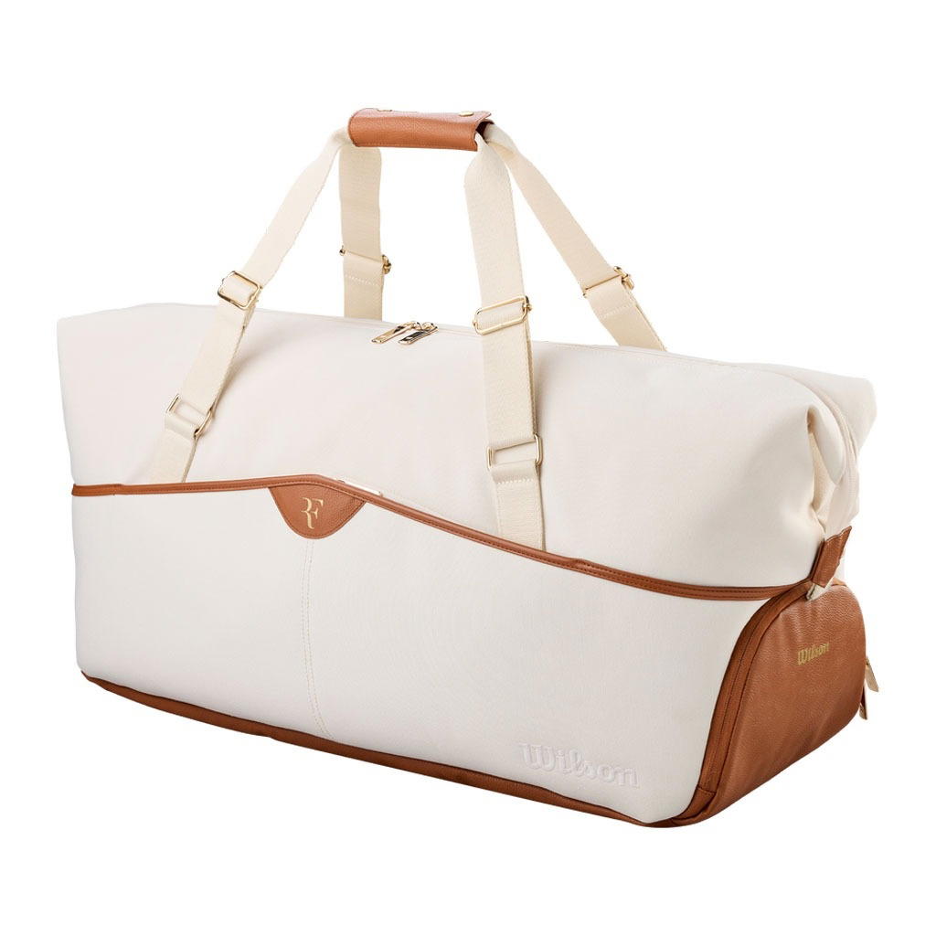 Wilson Wilson RF Lawn Collection Practice Duffel Bag Tennis Bag Cream Brown