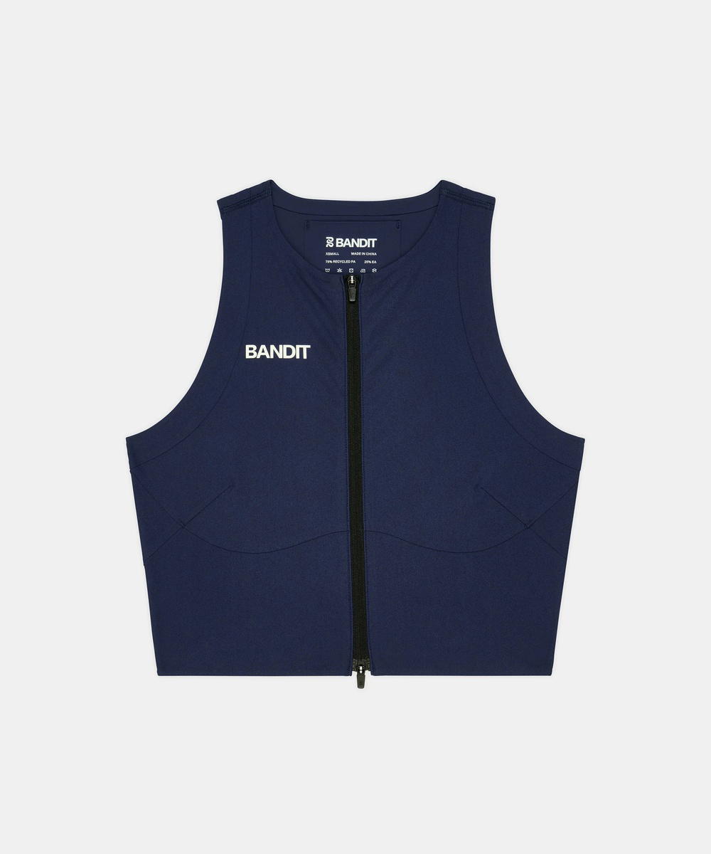 Bandit Running Bandit Running Adapto 2-Way Zip Race Crop NY Navy (W)