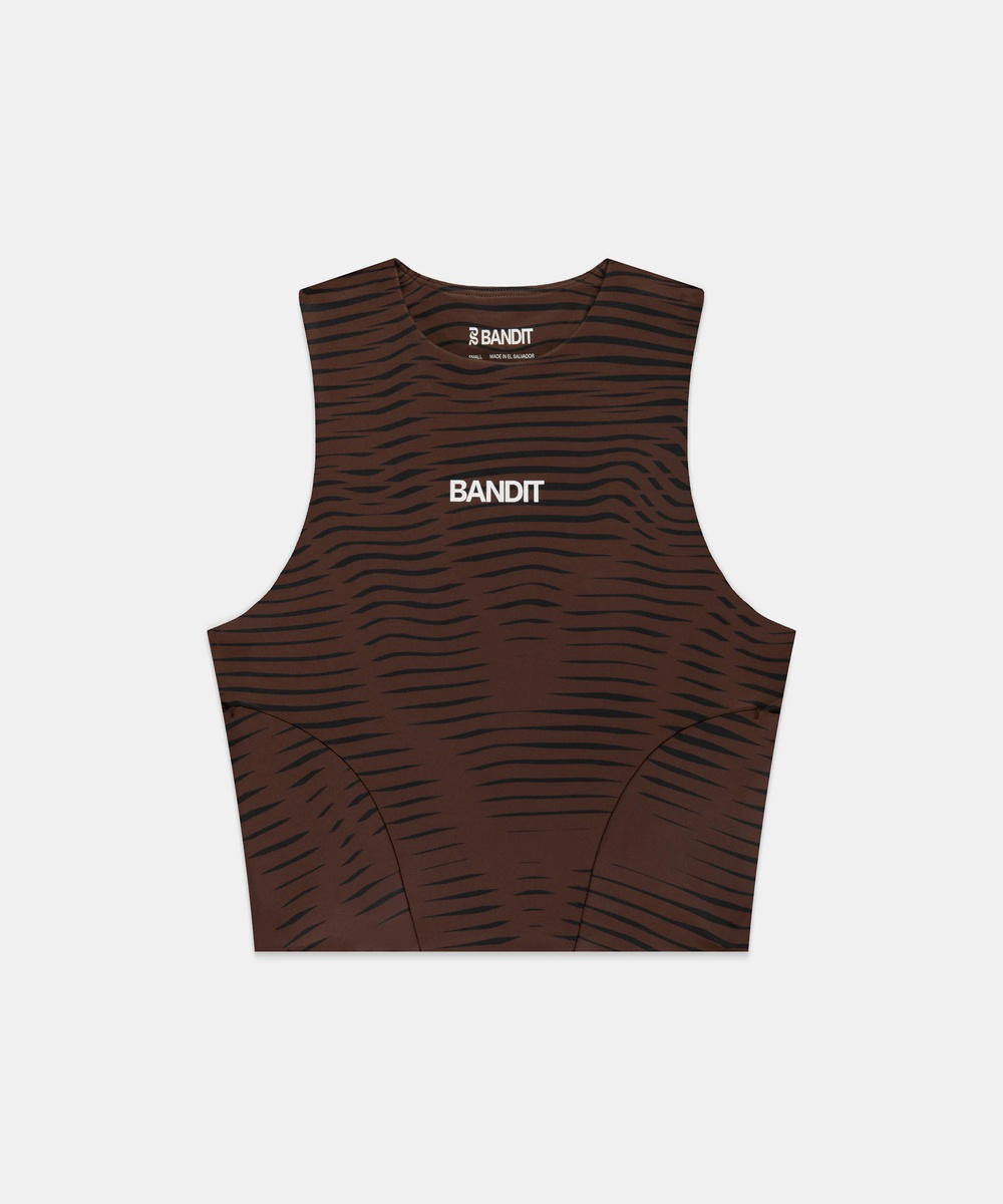 Bandit Running Bandit Running Stamina Race Crop Organic Stripe Cacao (W)