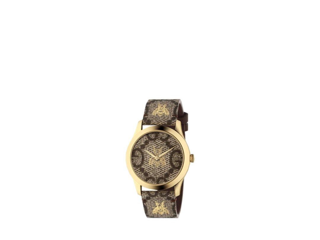 Gucci Gucci G-Timeless Leather Strap Watch Brown
