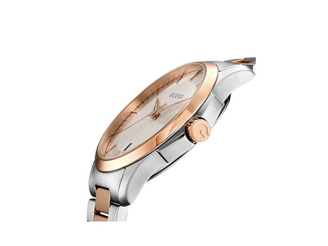 Gucci Gucci G Timeless Silver Dial Two Tone Steel Strap Watch Rose Gold - view 2
