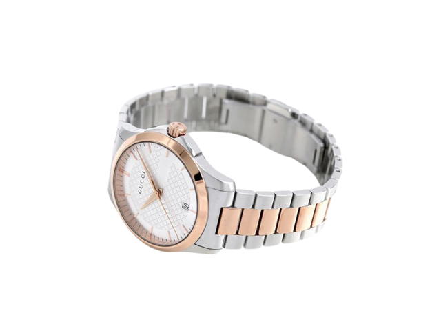 Gucci Gucci G Timeless Silver Dial Two Tone Steel Strap Watch Rose Gold - view 3