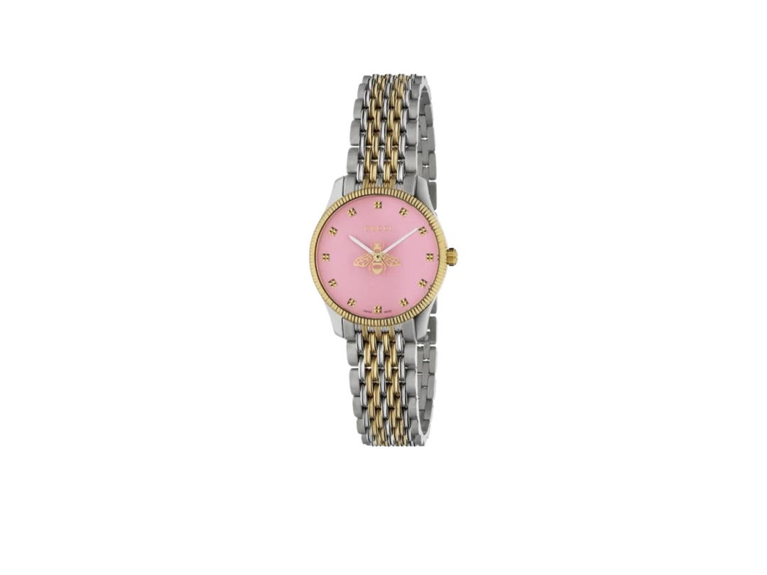 Gucci Gucci G-Timeless Ladies Slim Watch Two-Tone Gold Silver