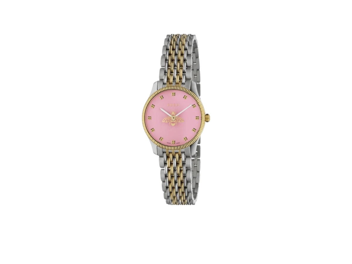 Gucci Gucci G-Timeless Ladies Slim Watch Two-Tone Gold Silver