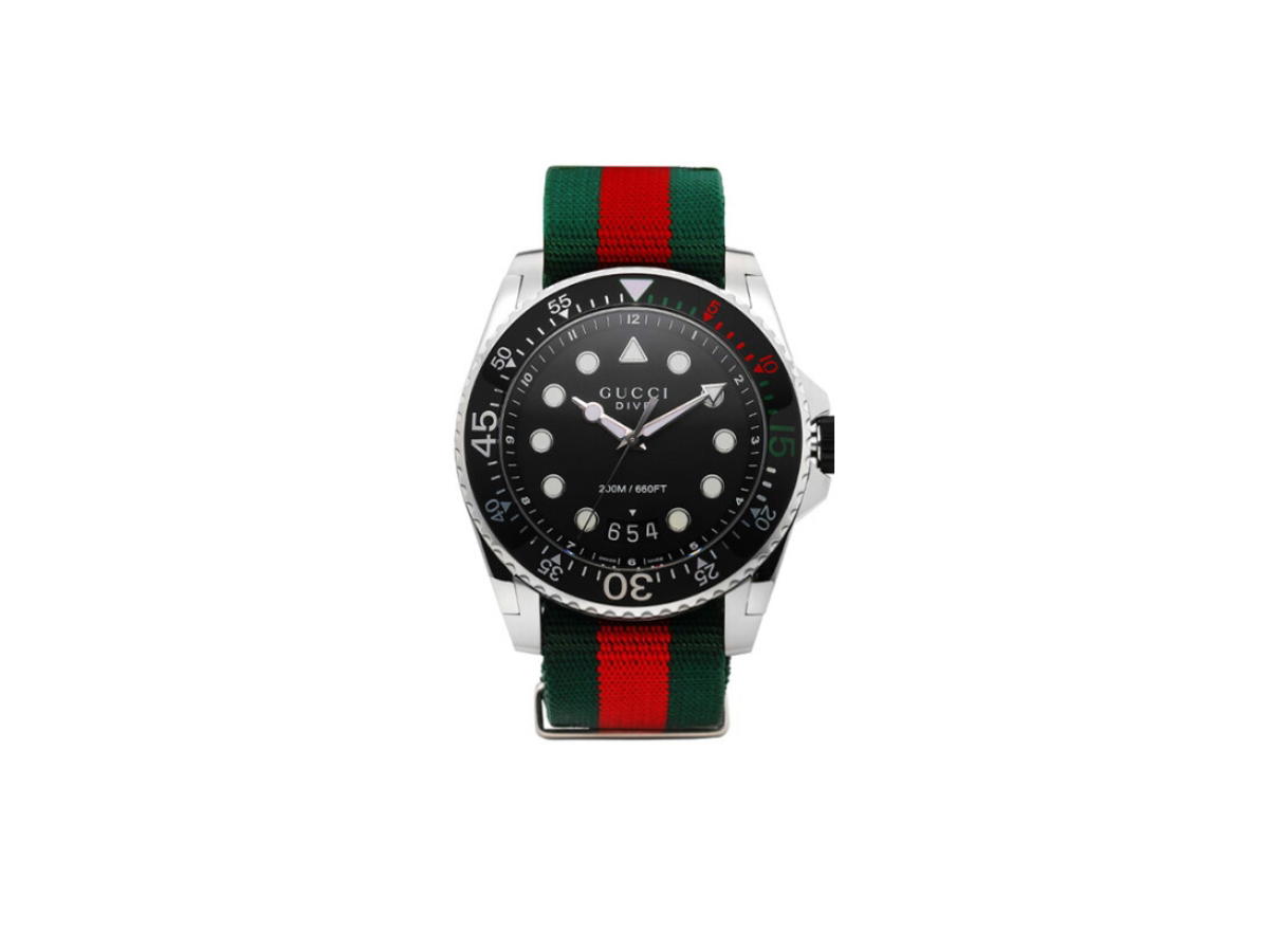 Gucci Gucci G-Dive Fabric Watch Silver