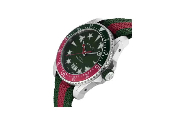 Gucci Gucci Dive Quartz Green Dial Two Tone Nato Strap Watch 40MM Green Red - view 2