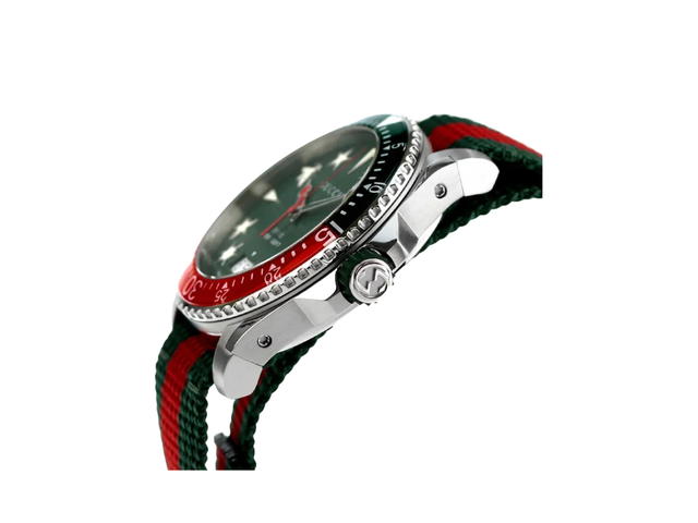 Gucci Gucci Dive Quartz Green Dial Two Tone Nato Strap Watch 40MM Green Red - view 6