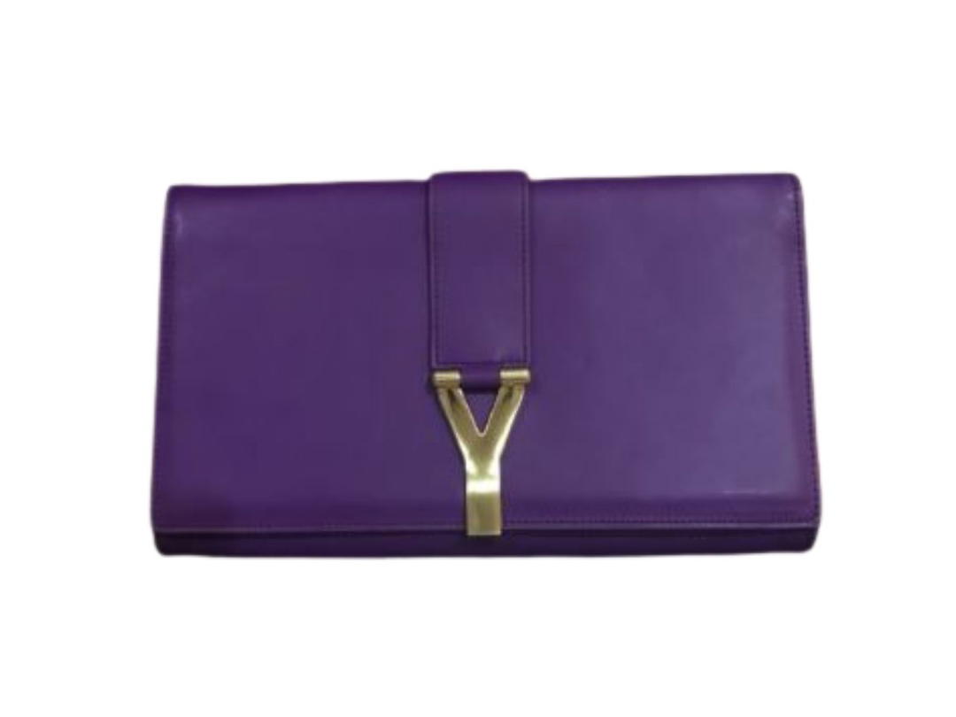 Saint Laurent YSL Purple Y Clutch GHW