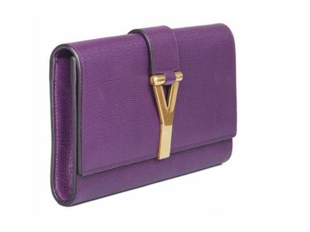 Saint Laurent YSL Purple Y Clutch GHW - view 2