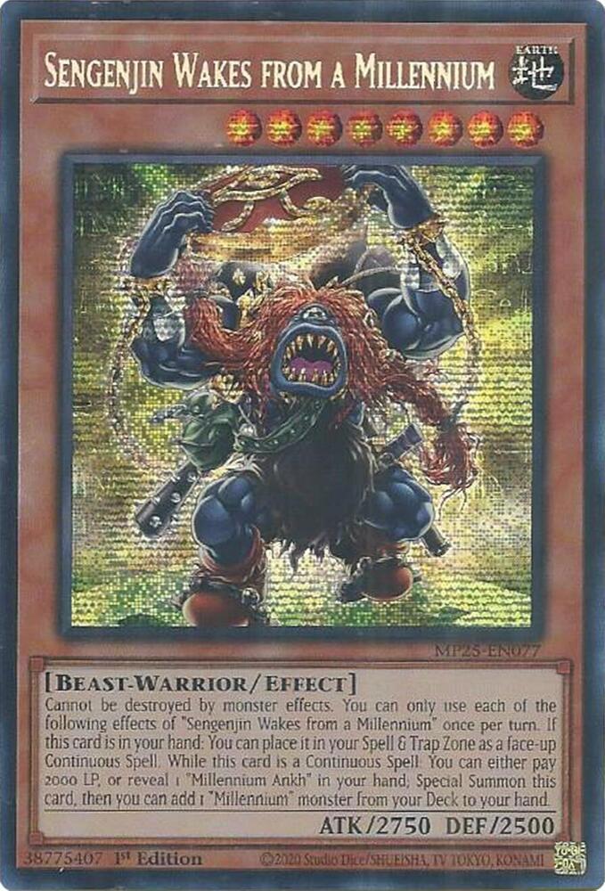 YuGiOh YuGiOh Sengenjin Wakes from a Millennium Prismatic Secret Rare [MP25-EN077] - 2025 Mega-Pack