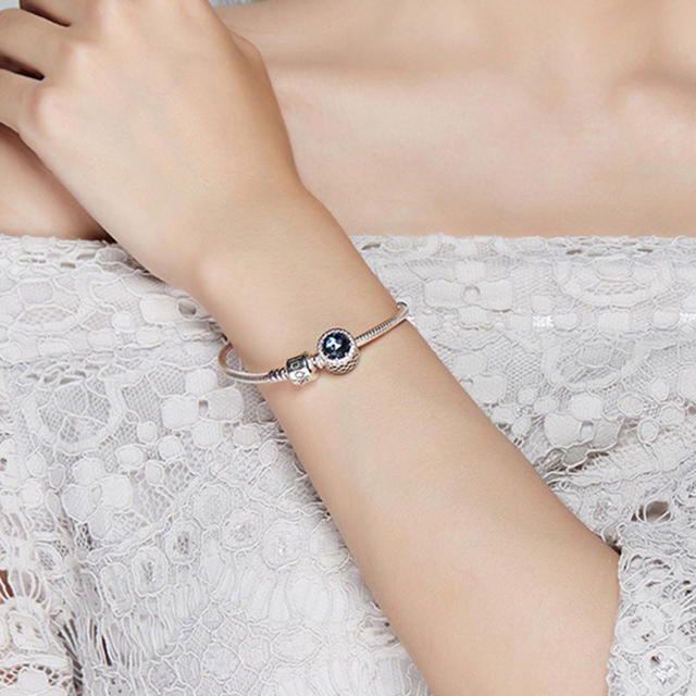 Pandora Pandora Blue Button Charm - Silver/Blue - view 2