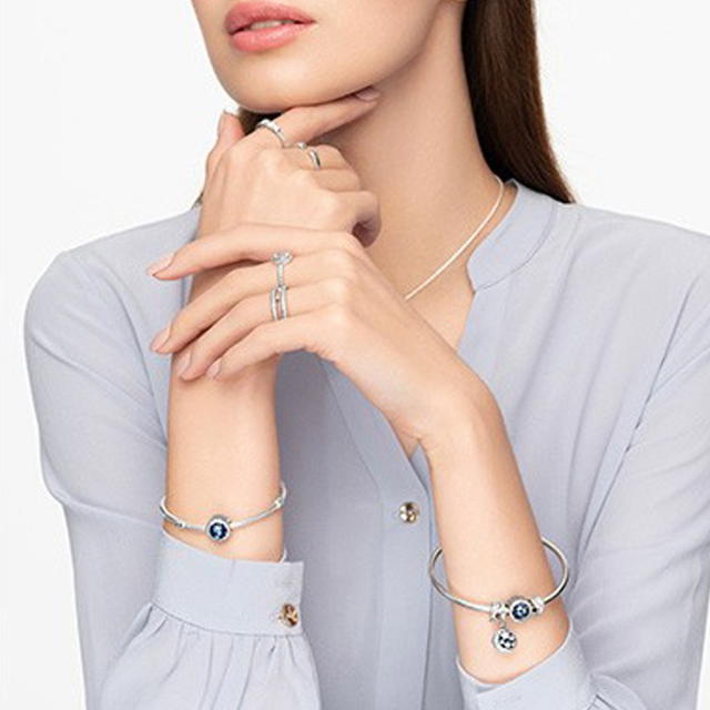 Pandora Pandora Blue Button Charm - Silver/Blue - view 3
